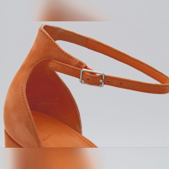 Marc Fisher Ankle Strap Platform Sandal (Women) Orange Suede 8.5m - Picture 3 of 9